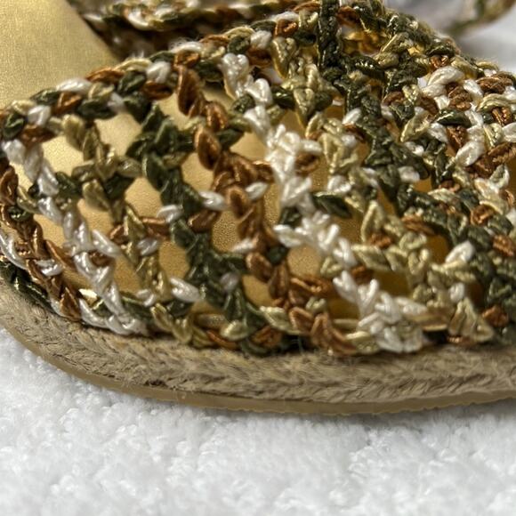 Colin Stuart neutral crochet ankle strap Espadrilles wedges size 7.5 - Picture 12 of 15